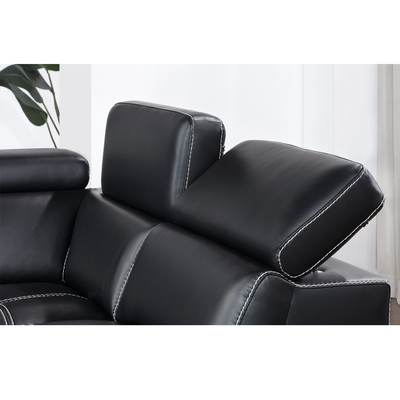U-Shaped Sectional Sleeper Sofa with Pull Out Bed and Storage Chaise Lounge and Adjustable Headrests, Black Breathable Leatherette