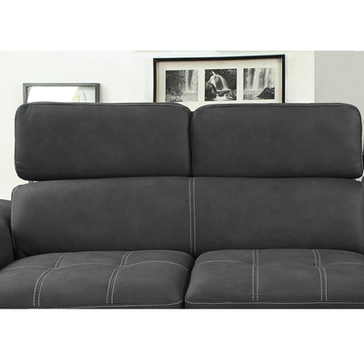 L-Shaped Sectional Sleeper Sofa with Pull-Out Bed and Adjustable Headrests and Storage Chaise, Graphite Nubuck Fabric