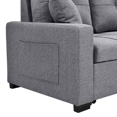 L-Shaped Reversible Sectional Sleeper Sofa with Pull-Out Bed and Storage,Gray Fabric