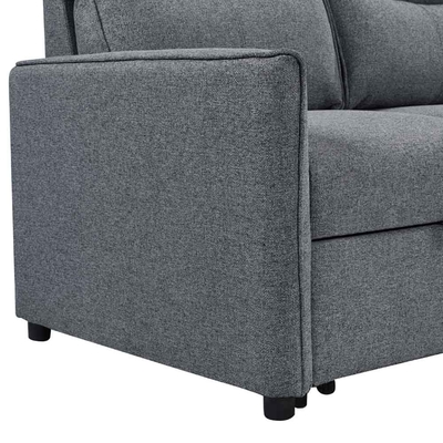 L-Shaped Reversible Sectional Sleeper Sofa with Pull-Out Bed and Storage, Neutral Gray Fabric