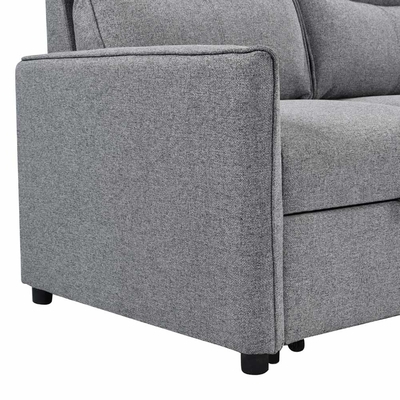 L-Shaped Reversible Sectional Sleeper Sofa with Pull-Out Bed and Storage, Gray Fabric
