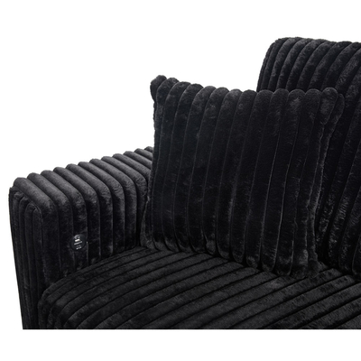 U-Shaped Sectional Sleeper Sofa with Pull Out Bed and Storage Chaise Lounge and USB Charging Port, Black Corduroy Fabric