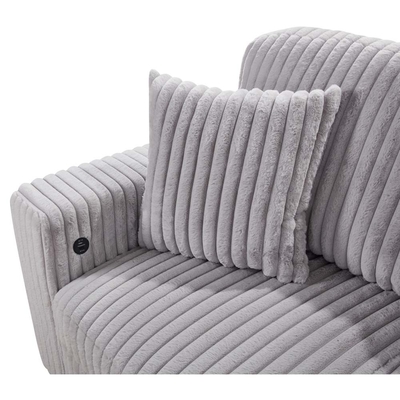 U-Shaped Sectional Sleeper Sofa with Pull Out Bed and Storage Chaise Lounge and USB Charging Port, Gray Corduroy Fabric