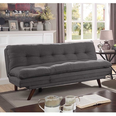 Tufted Sofa futon, Gray Linen Fabric