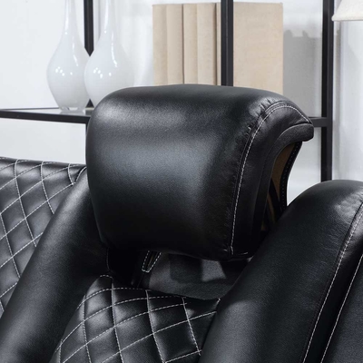 Power Recliner Corner Sofa with 2 Power Recliner Seats and 2 Power Headrests and Storage Box and Storage Arms and LED Light, Black Breathable Leatherette