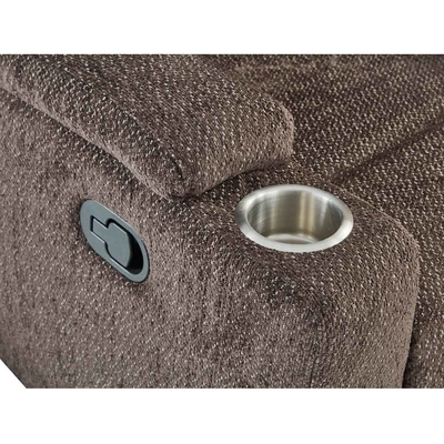 Recliner Chair with Stainless Steel Cup Holders, Dark Brown Fabric