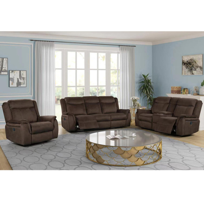 Recliner Sofa set with Storage Box, Brown Fabric