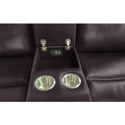 Recliner Sofa set with Dropdown Table and Storage Box, Brown Breathable Leatherette