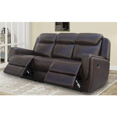 Recliner Sofa set with Dropdown Table and Storage Box, Brown Breathable Leatherette