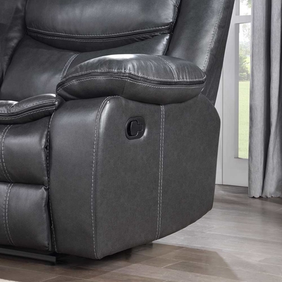 Recliner Corner Sofa with Storage Box, Gray Breathable Leatherette