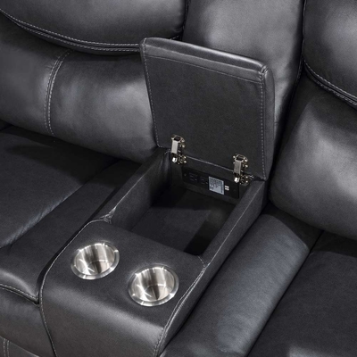 Recliner Corner Sofa with Storage Box, Gray Breathable Leatherette