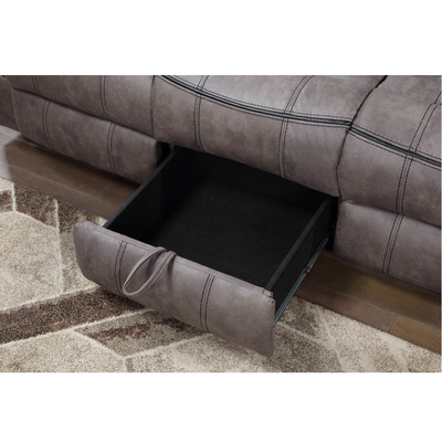 Recliner Sofa set with Dropdown Table and Drawer and Storage Box, Light Gray Fabric-like vinyl