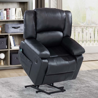 Power Lift Recliner Chair with Adjustable Massage Function &amp; Heating System, Black Faux Leatherette