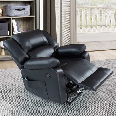 Power Lift Recliner Chair with Adjustable Massage Function &amp; Heating System, Black Faux Leatherette