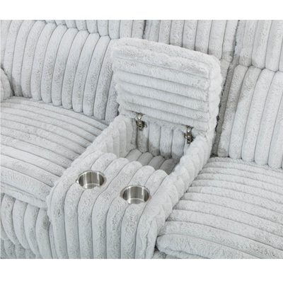 Power Recliner Sofa set with Power Recliner Seats and Storage Box, Gray Corduroy Fabric