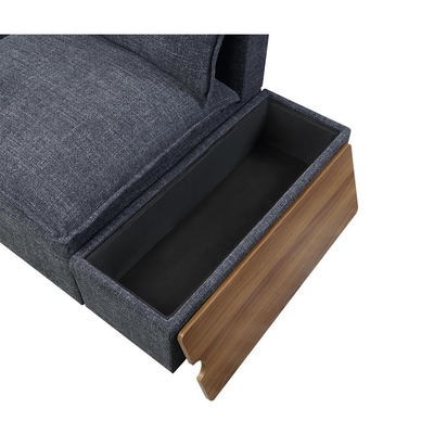 Sectional Sofa with Storage Console and Adjustable Arm, Dark Gray Linen