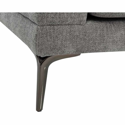L-Shaped Sectional Sofa with Drawer and 2 Pillows and Stainless Steel Cup Holders, Gray Chenille