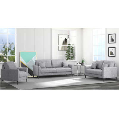 3 Piece Sofa set with Pillows, Light Gray Linen