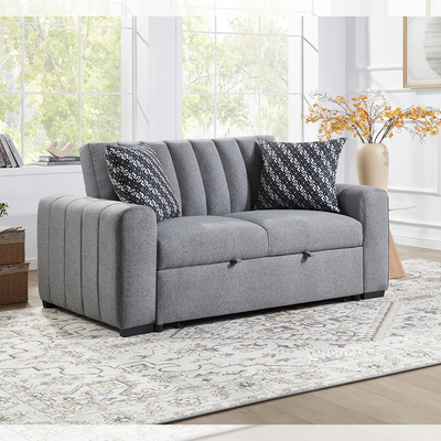 Full Size Convertible Sleeper Sofa Bed, Comfortable Pull-Out Bed with Adjustable Backrest, Futon Sofa Bed, Gray Fabric
