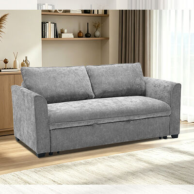 Queen Size Convertible Sleeper Sofa Bed, Comfortable Pull-Out Bed with Adjustable Backrest, Futon Sofa Bed, Gray Fabric