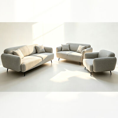 3 Piece Sofa set with Pillows, Gray Fabric