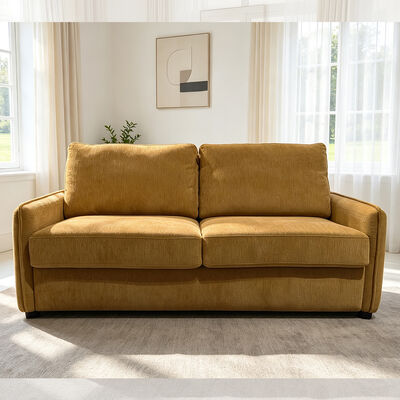 Sofa with Sleeper, Mustard Yellow Fabric