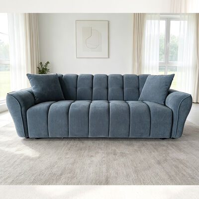 3 Seater Sofa set with Pillows, Blue Fabric