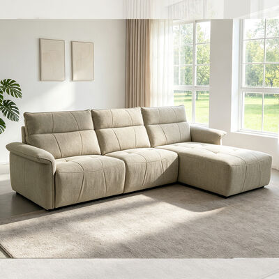 Power Sectional Sofa with 2 Power Rechliner Seat and USB Port and Type C, Taupe Fabric