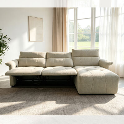 Power Sectional Sofa with 2 Power Rechliner Seat and USB Port and Type C, Taupe Fabric