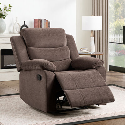Recliner Chair, Brown Fabric