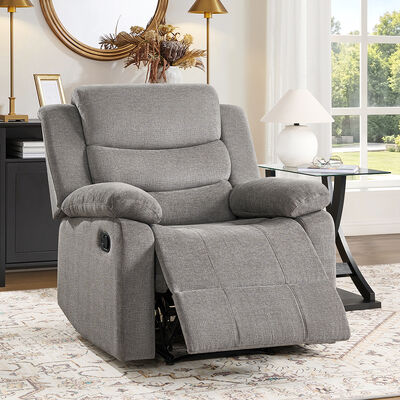 Recliner Chair, Gray Fabric