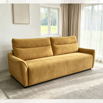 Sofa with Sleeper, Mustard Yellow Fabric