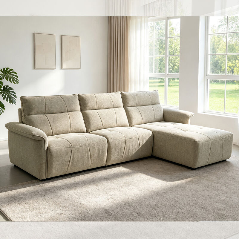 Power Sectional Sofa with 2 Power Rechliner Seat and USB Port and Type C, Taupe Fabric